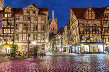 Fototapeta na wymiar Half-timbered buildings of old town in Hannover
