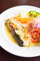 Grilled salmon steak