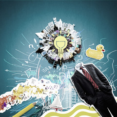 Collage with businessman