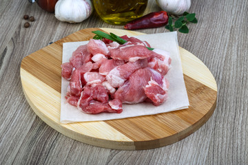 Diced pork meat