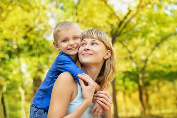 Fototapeta premium Happy mother with son