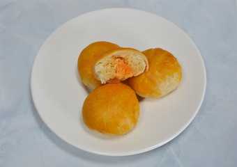 Chinese cake filling sweet bean and salted egg on dish