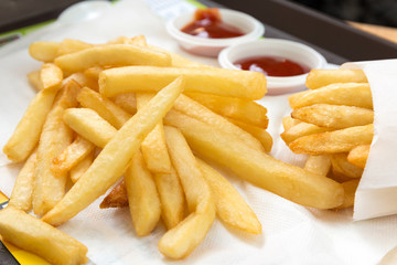 French fries potatoes with ketchup