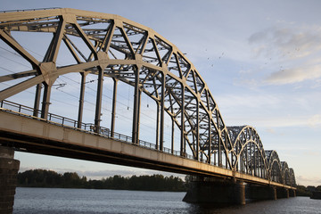 Railway Bridge and Banks of River Daugava, Riga
