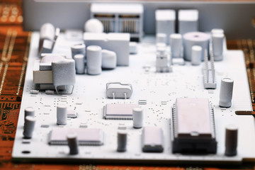 Microelectronics, white background chips concept