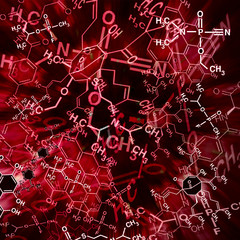 Image of chemical technology abstract background. Science wallpaper with school chemistry formulas and structures.