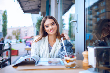 Young woman in a cafe