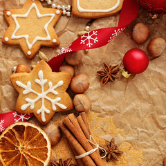 Fototapeta na wymiar christmas gingerbreads baking