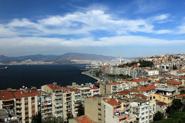 Fototapeta na wymiar Izmir view is from Historical Elevator (Asansor) in İzmir, Turkey