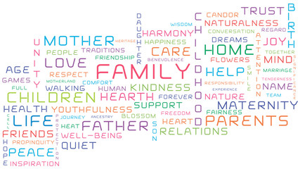 Fototapeta premium Family words on the white background