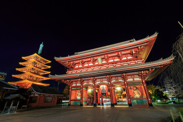 Naklejka premium Japanese Temple in Asakusa, Tokyo, Japan