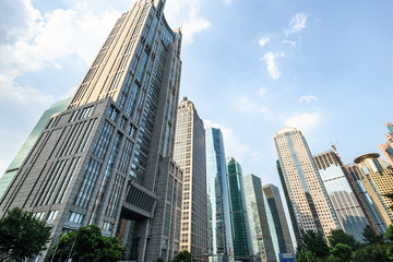 Fototapeta na wymiar Low angle view of skyscrapers in a modern city