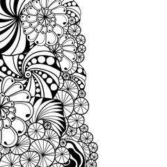 Decorative hand-drawn element border. Abstract zentangle sea background.