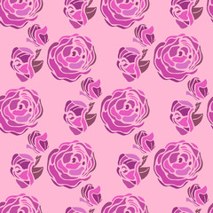 Illustration peony. Background with flowers and roses. Seamless pattern.