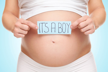 Pregnant woman expecting a baby boy