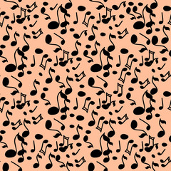 Illustration note. Background on a musical theme. Seamless pattern.