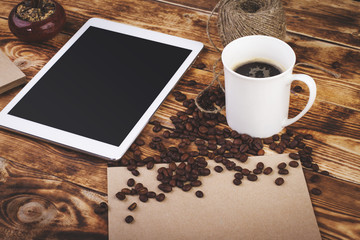 Tablet with coffee beans