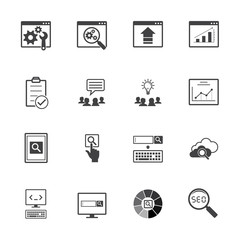 Big data icons set, SEO concept