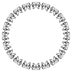 Round frame with butterflies
