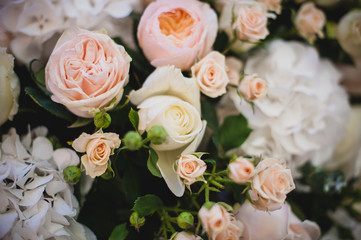 bouquet of mixed flowers close up