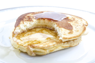 Pancakes on white plate