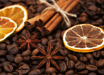 coffee beans and spices