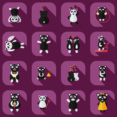 Flat concept, set modern design with shadow panda