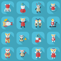 Fototapeta premium Flat concept, set modern design with shadow panda