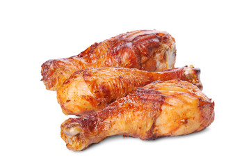 roasted chicken legs isolated on white background