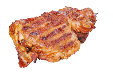 Roasted chicken drumstick isolated on white background