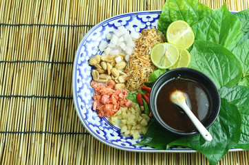 Food wrapped in leaves. Local Cuisine of Thailand. And a herbal diet.