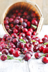 Crab apple in basket. Selective focus