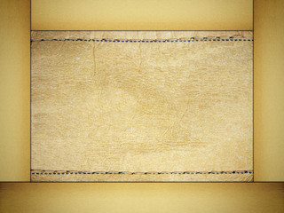 Label leather textured in paper frame background