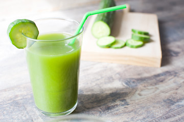 Green smoothie with cucumber, parsley and apple