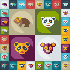 Flat concept, set modern design with shadow pandas