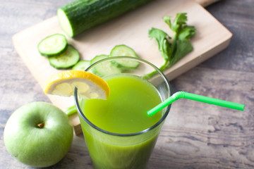 Green smoothie with cucumber,kiwi and apples