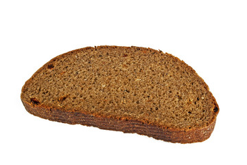 Slice of fresh rye bread isolated on white background