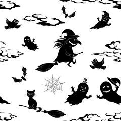 Fototapeta premium Seamless Pattern, Halloween Symbols