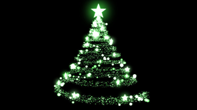 Glittering Christmas Tree Illustration - Green