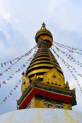 view of Swayambhunath temple, wisdom eyes in Nepal