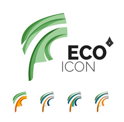 Set of abstract eco leaf icons, business logotype nature