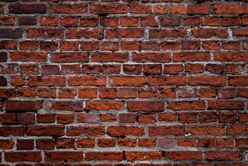 Old Vintage Red Brick Wall With White cement Background Texture