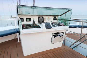 Additional control panel of modern sailing ship