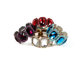 Beautiful bracelets isolated on white background