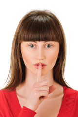 Fototapeta premium Woman shows sign of silence