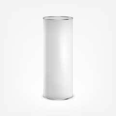 White tin box packaging container for tea or coffee isolated vector illustration