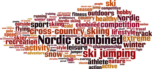 Nordic combined word cloud concept. Vector illustration