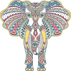 vector color decorated Indian Elephant