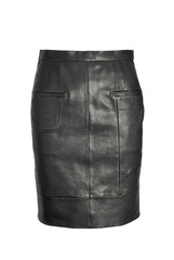 luxury black leather skirt isolated on white background