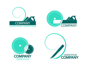 A set of logos, emblems of joiner's tools.